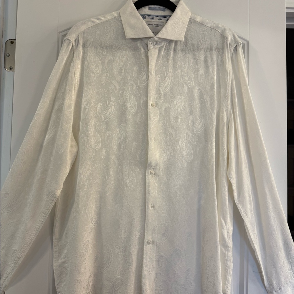 Denim & Flower White Paisley Dress Shirt